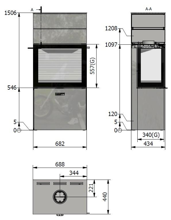 600 Max glass three sides 1 top box Måltegning 