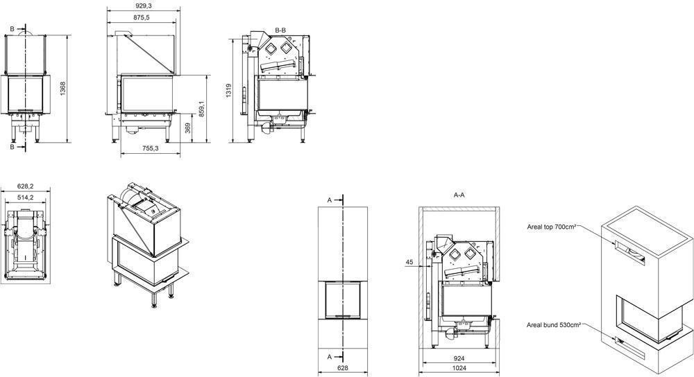 3 Sided Wood Burning Fireplace for the Modern Home - RAIS Visio 3:1