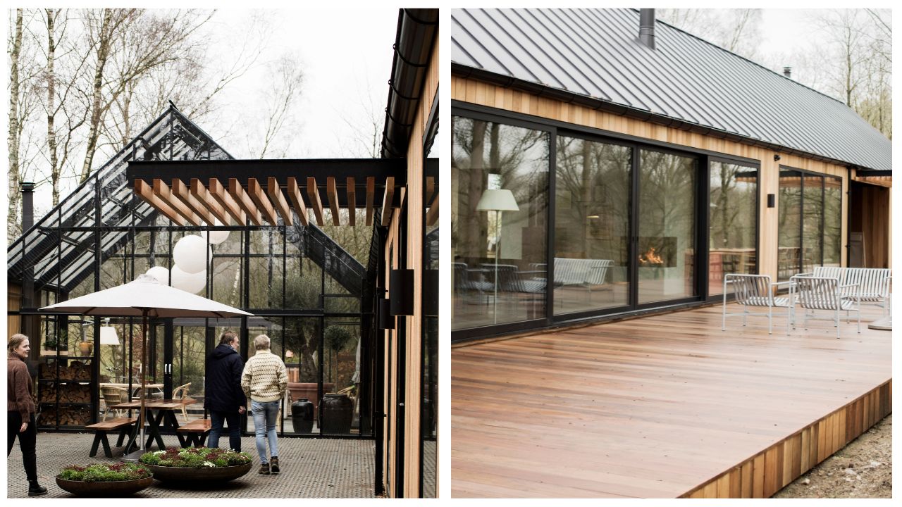 The Nordic Barn House with three fireplaces in the middle of the woods