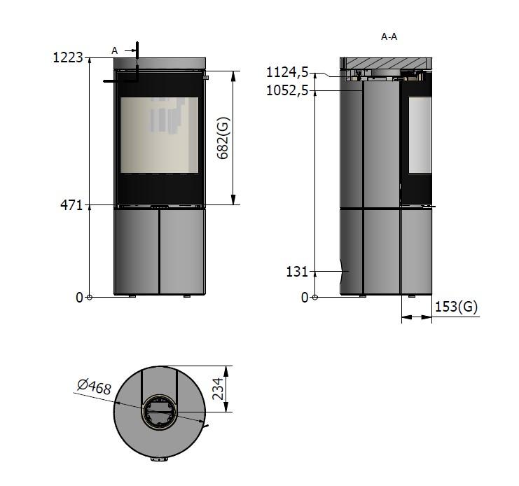 Juno L 120 måltegning u. sideglas 