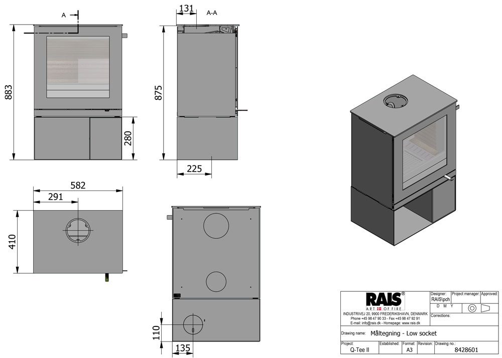 Multi Fuel Stove Small Stove for Coal and Logs RAIS QTee 2