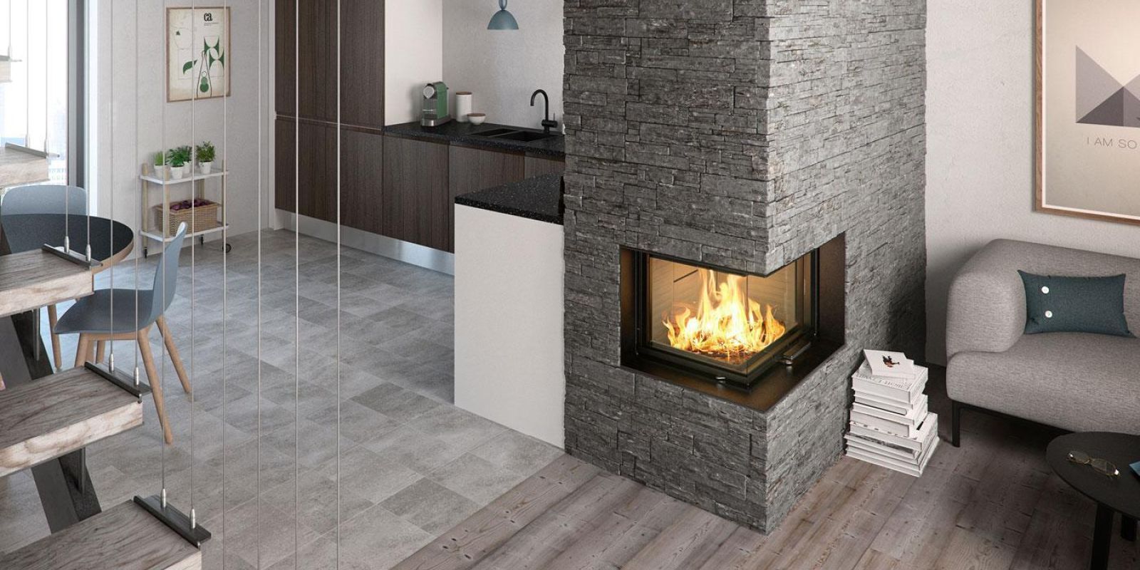 All Glass Two Sided Wood Burning Stove For Corners Rais Visio 2 All Glass Two Sided Wood Burning Stove For Corners Rais Visio 2