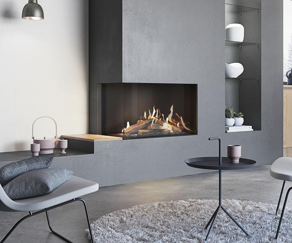 Built-in gas fireplace